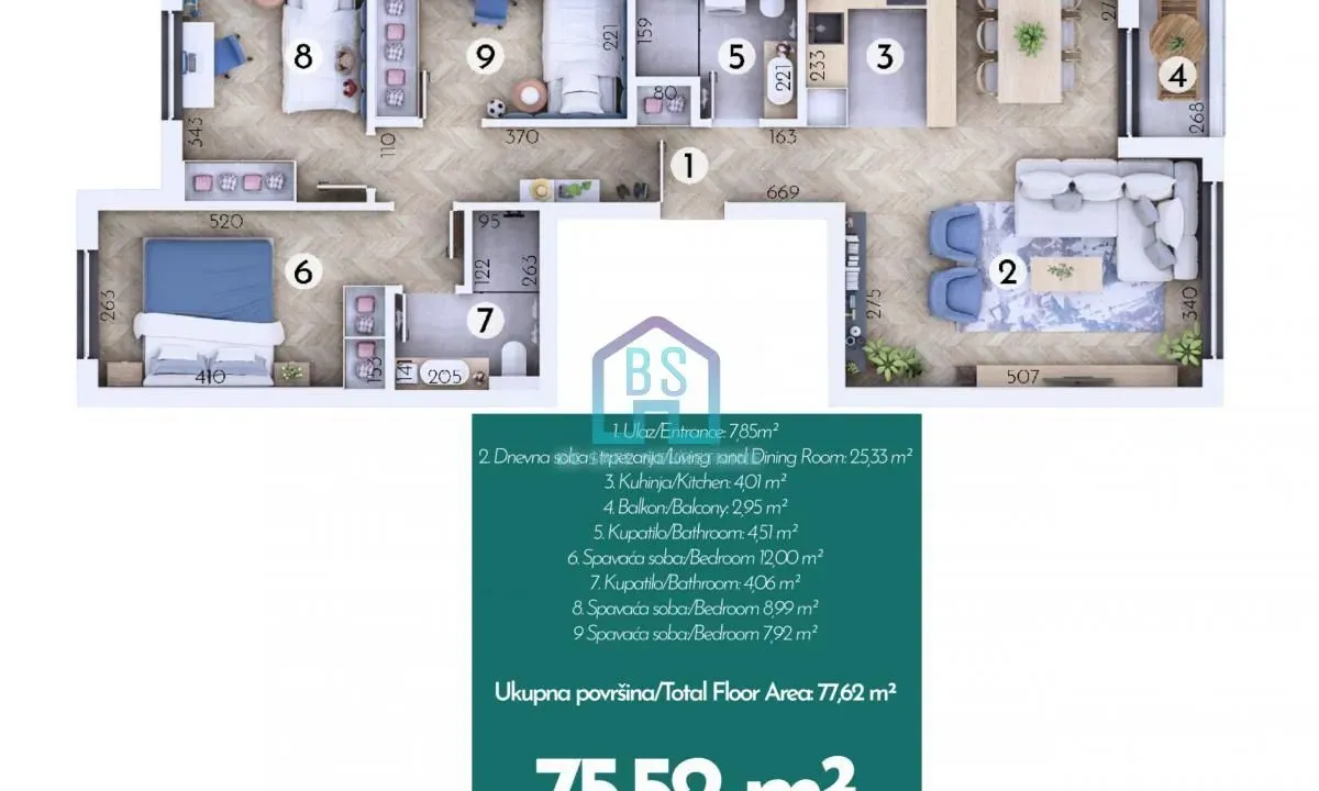 Sale, three bedroom apartment, 76m², Veternička rampa, Novi Sad Sve Podlokacije