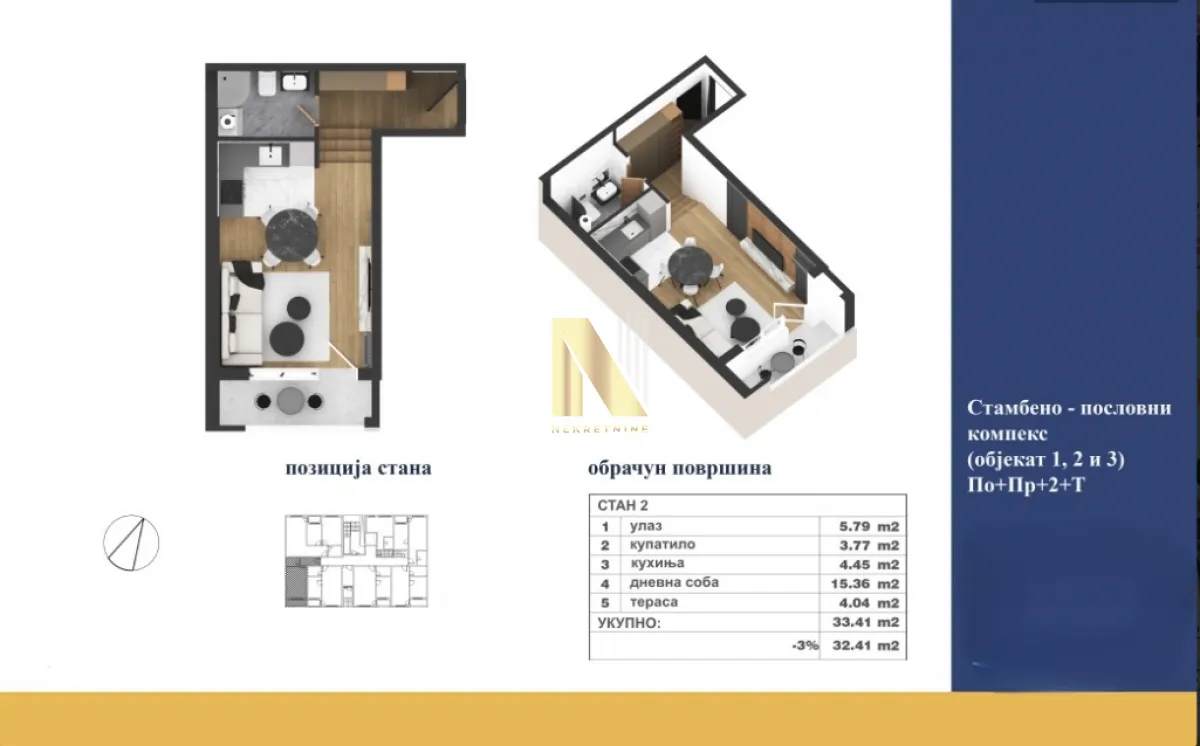 Prodaja, garsonjera, 32m², Adice, Novi Sad Sve Podlokacije