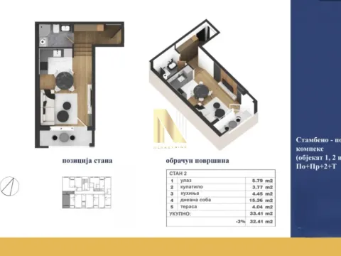 Prodaja, garsonjera, 32m², Adice, Novi Sad Sve Podlokacije