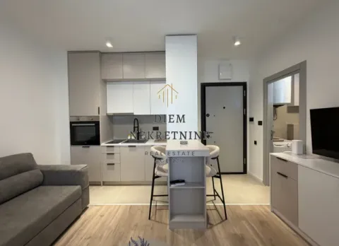 Modern living room with kitchen and dining bar. - image 4