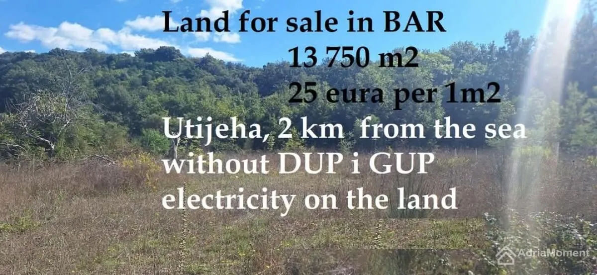 Sale, land lot, 1300m², Utjeha, Bar