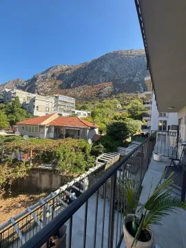 View from the terrace overlooking surrounding buildings, greenery, and mountains. - image 9