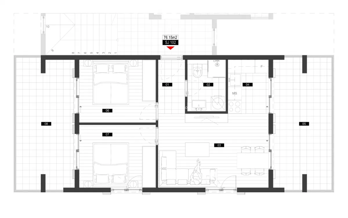 Prodaja, dvosoban stan, 76m², Mrčevac, Tivat
