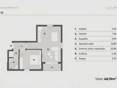 Prodaja, jednosoban stan, 48m², Dumidran, Tivat - image 7