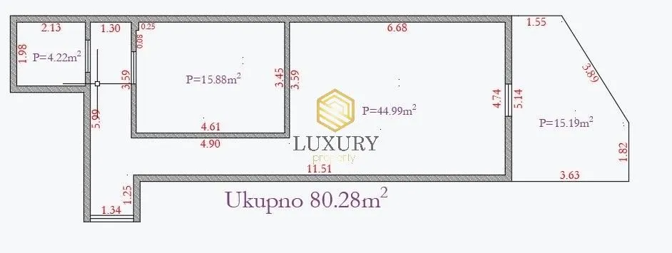 Rent, one bedroom apartment, 80m², Dobrota, Kotor