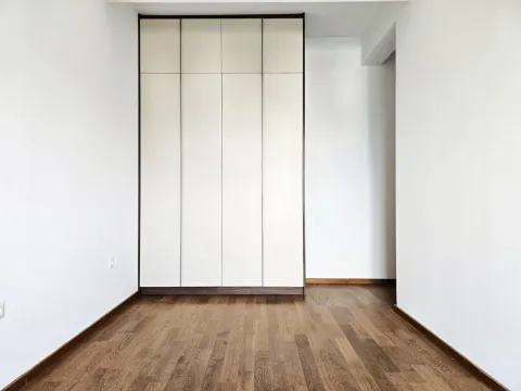 Empty room with a built-in wardrobe and hardwood flooring. - image 21