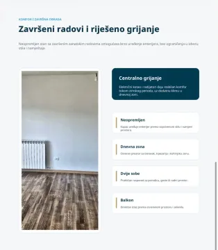 Prikaz dijela prazne prostorije sa postavljenim laminatom i radijatorom. - image 4