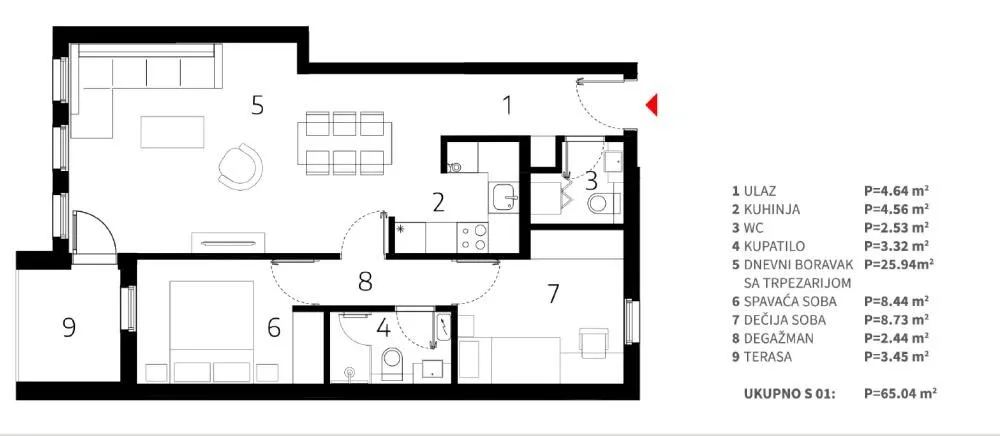 Sale, two bedroom apartment, 65m², Palilula, Niš