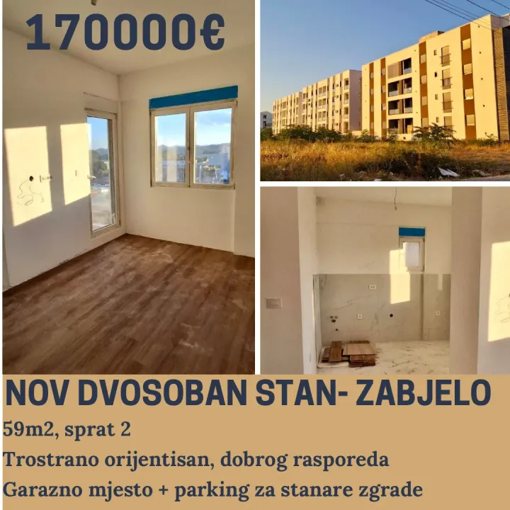 Prodaja, dvosoban stan, 59m², Zabjelo, Podgorica