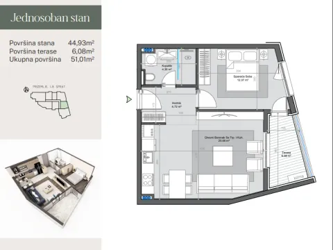 Prodaja, jednosoban stan, 51m², Centar, Bar - image 5