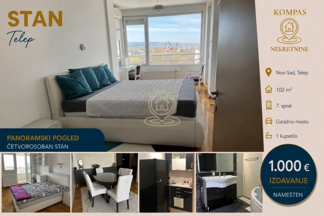 Rent, four bedroom apartment, 102m², Telep, Novi Sad Sve Podlokacije