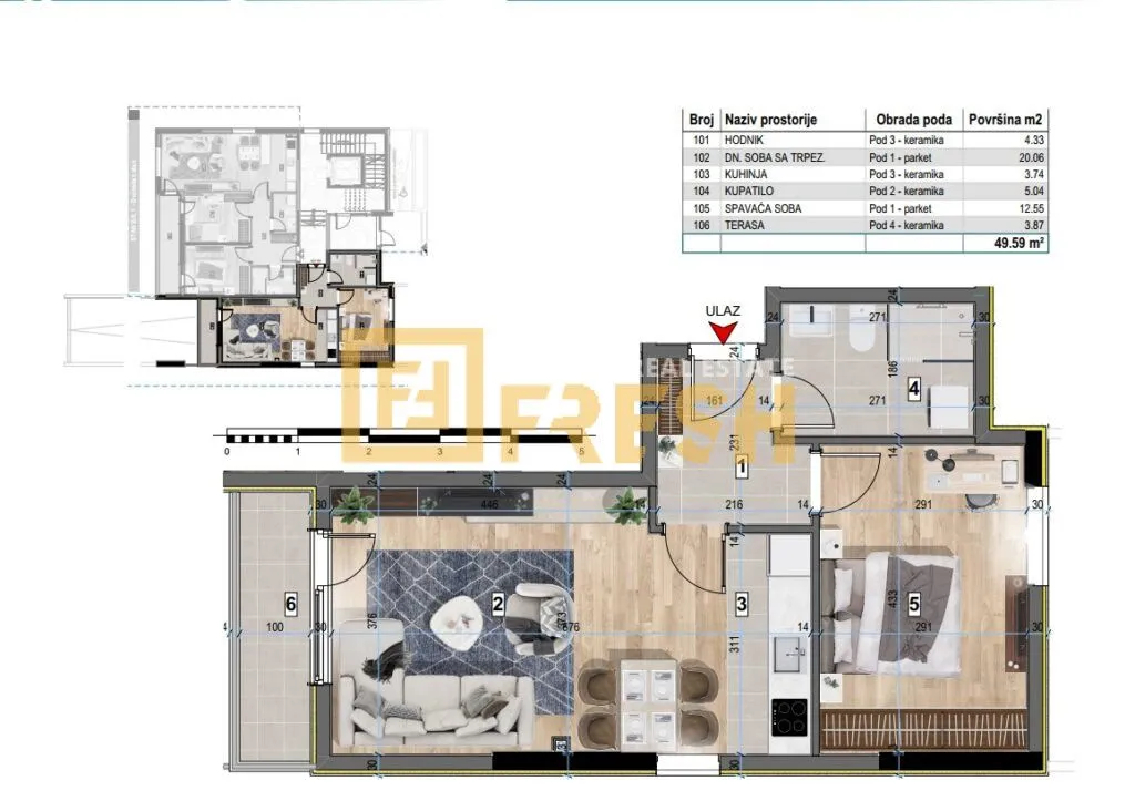 Prodaja, jednosoban stan, 49m², Zabjelo, Podgorica