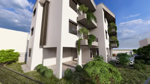 Spoljašnji izgled moderne stambene zgrade sa uređenim dvorištem. - image 5