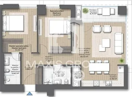 Two Bedroom Apartment for Sale, 86m2, Savski Venac, Beograd