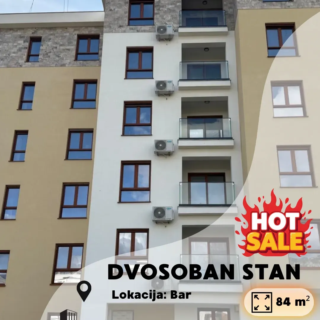 Prodaja, dvosoban stan, 84m², Šušanj, Bar