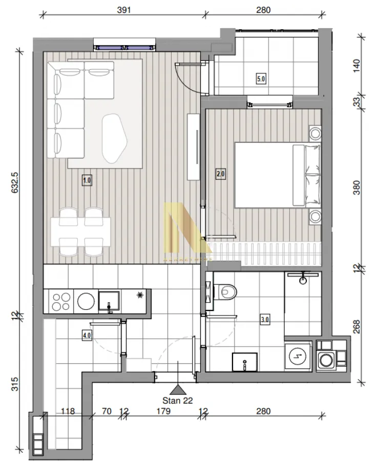 Prodaja, dvosoban stan, 50m², Nova Pazova, Stara Pazova