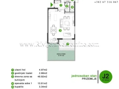 Sale, one bedroom apartment, 81m², Opatovo, Tivat - image 2