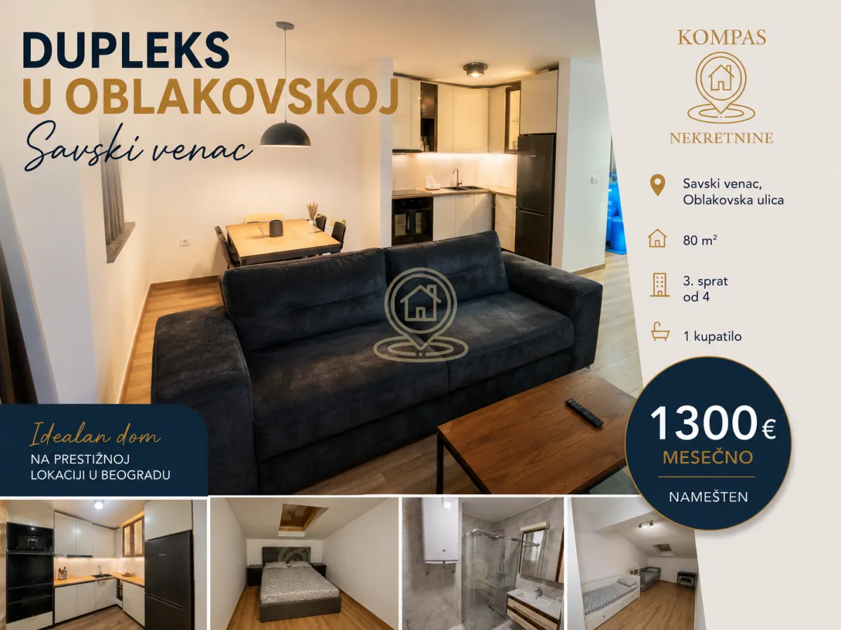 Izdavanje, trosoban stan, 80m², Savski Venac, Beograd