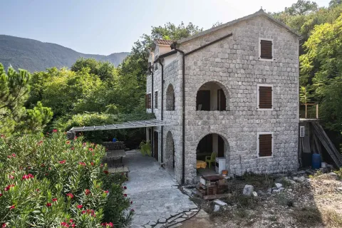 Spoljašnji izgled tradicionalne kamene kuće sa dvorištem i terasom. - image 4