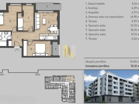 Prodaja, četvorosoban stan, 74m², Salajka, Novi Sad Sve Podlokacije - image 2