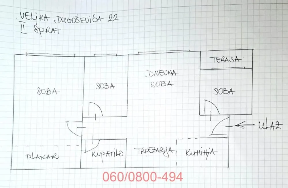 Sale, three bedroom apartment, 62m², Zvezdarska Šuma, Zvezdara Sve Podlokacije
