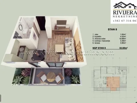 Sale, apartment, 33m², Orahovac, Kotor - image 4