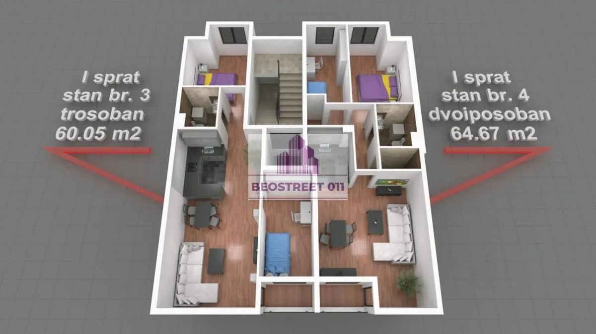 Sale, three bedroom apartment, 60m², Banovo Brdo, Beograd