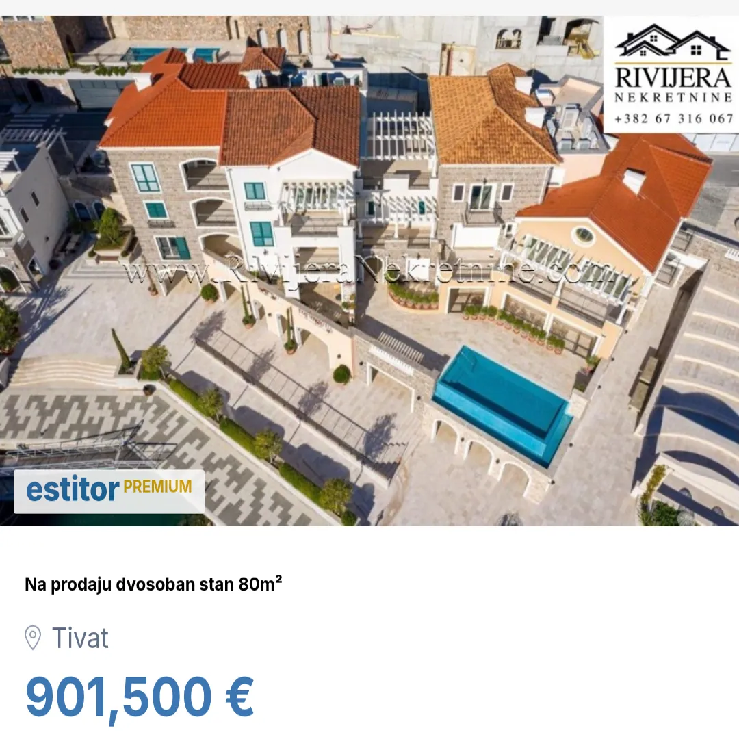 Prodaja, dvosoban stan, 80m², Luštica Bay, Tivat