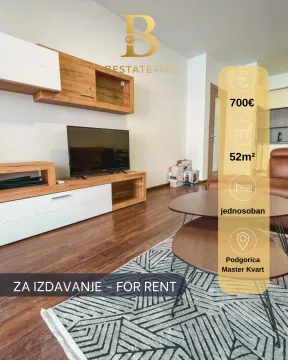 Izdavanje, jednosoban stan, 52m², Master Kvart, Podgorica - image 1
