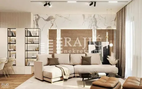 Modern and bright living room with a sofa and recessed lighting. - image 3