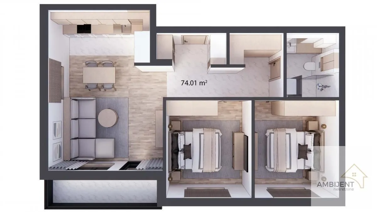 Sale, three bedroom apartment, 73m², Centar, Stara Pazova