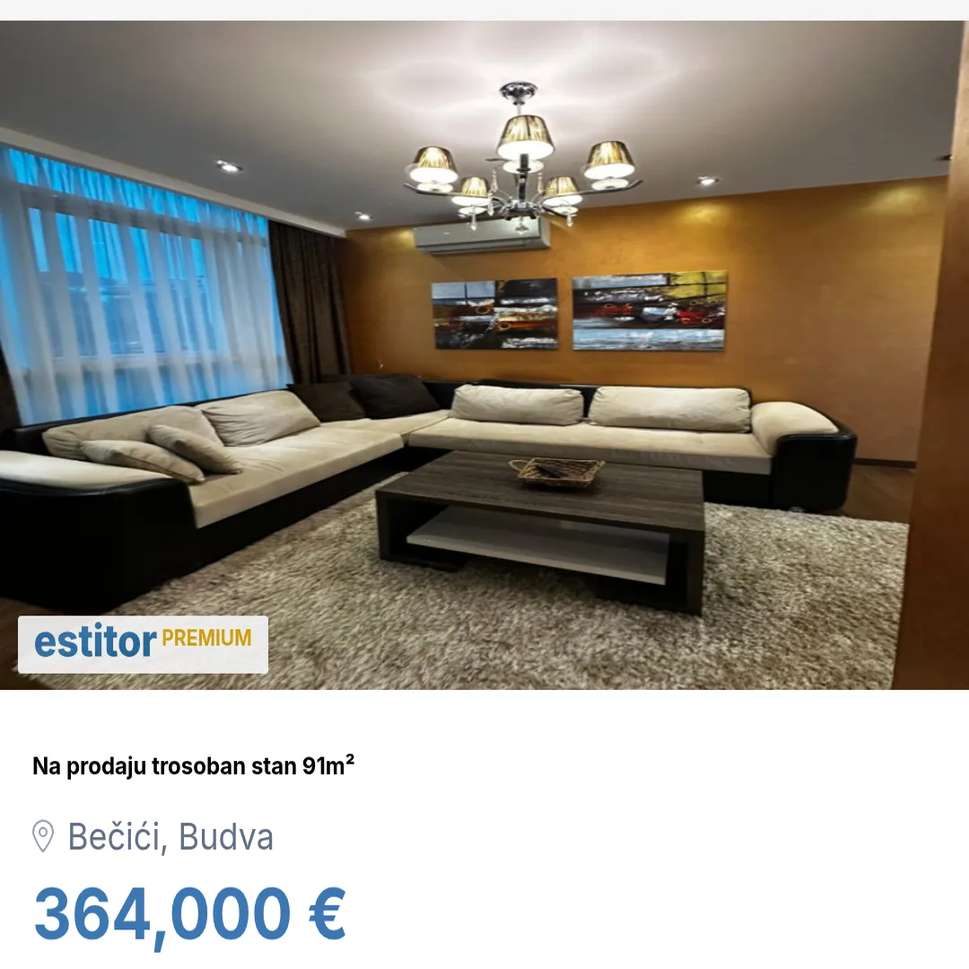 Sale, three bedroom apartment, 91m², Bečići, Budva