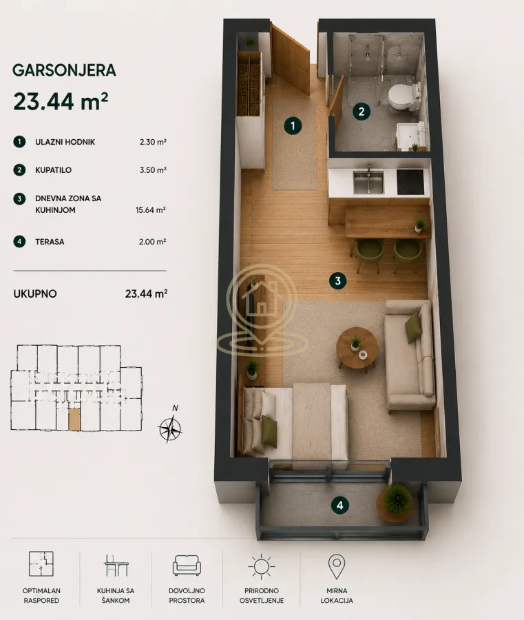 Prodaja, jednosoban stan, 23m², Centar, Vrnjačka Banja