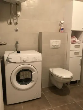 Bathroom equipped with sanitary ware and a washing machine. - image 2