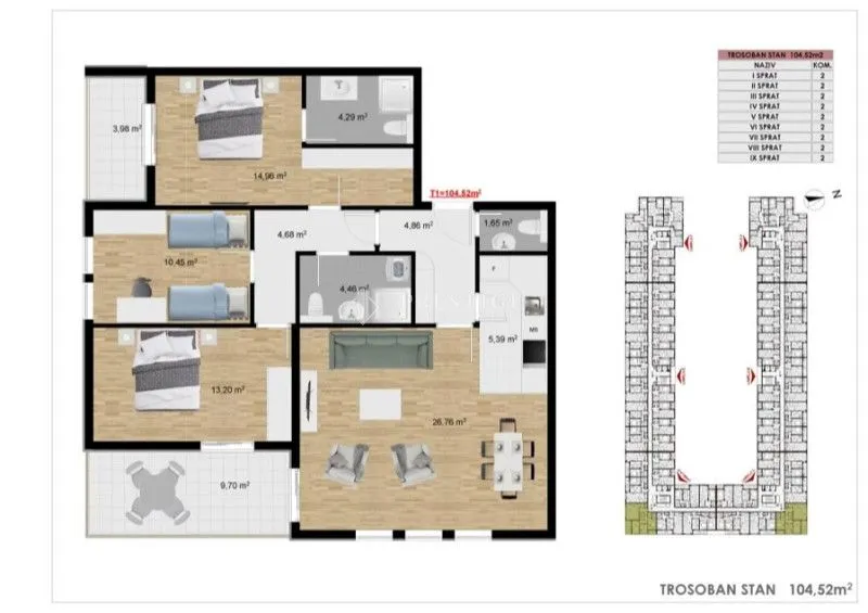 Sale, three bedroom apartment, 105m², Stari Aerodrom, Podgorica