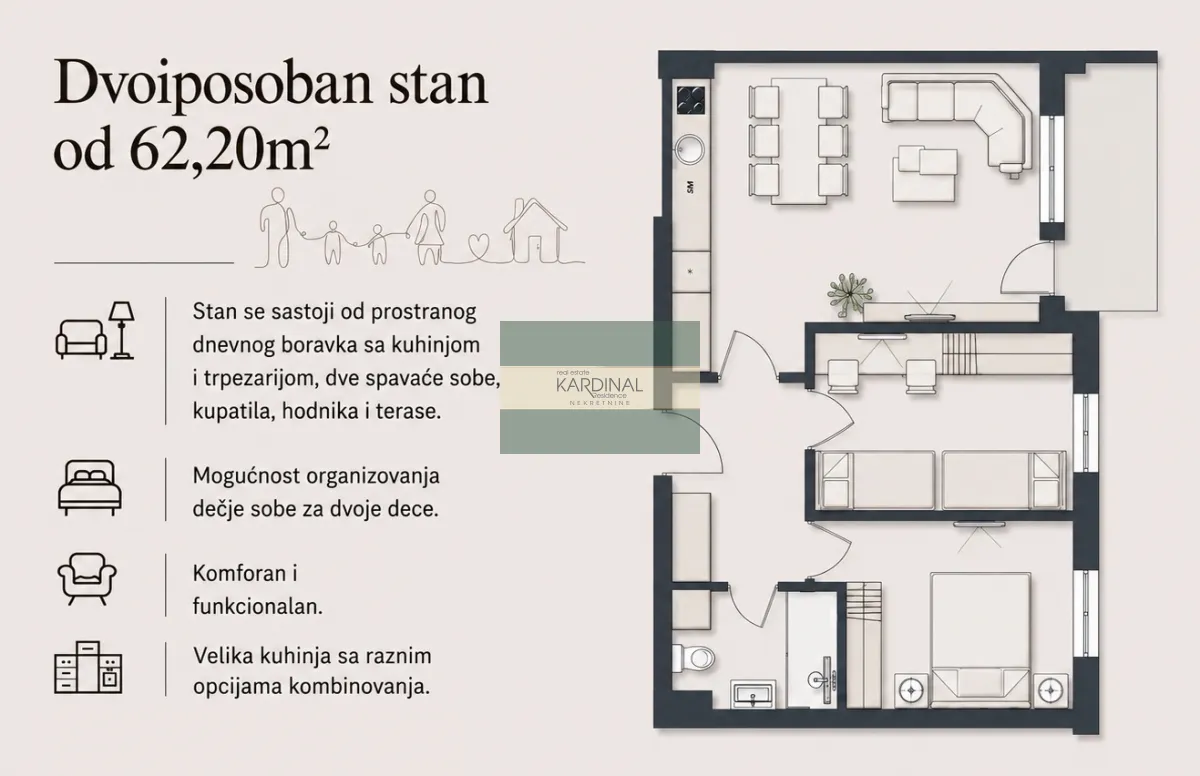 Prodaja, dvosoban stan, 62m², Aqua park, Jagodina