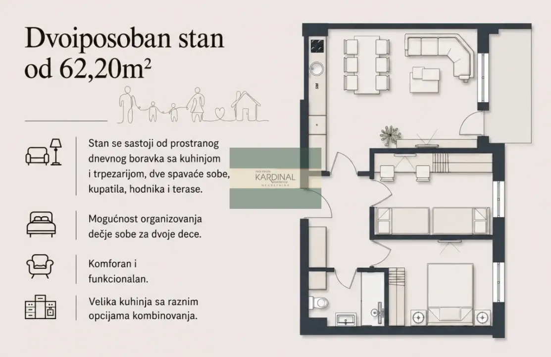 Prodaja, dvosoban stan, 62m², Aqua park, Jagodina