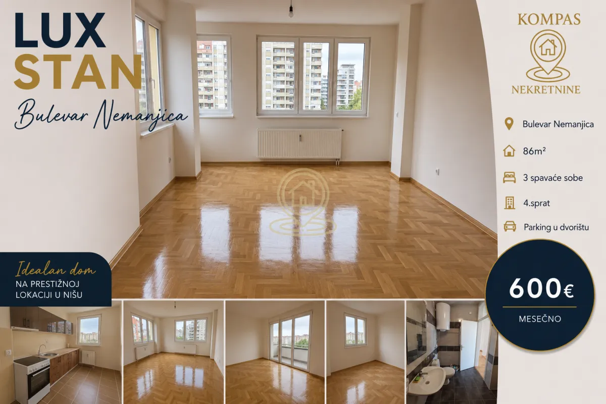 Rent, three bedroom apartment, 86m², Medijana, Niš