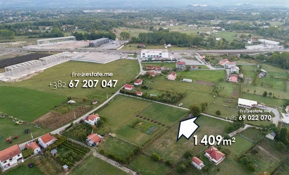 Prodaja, plac, 1409m², Danilovgrad, Crna Gora