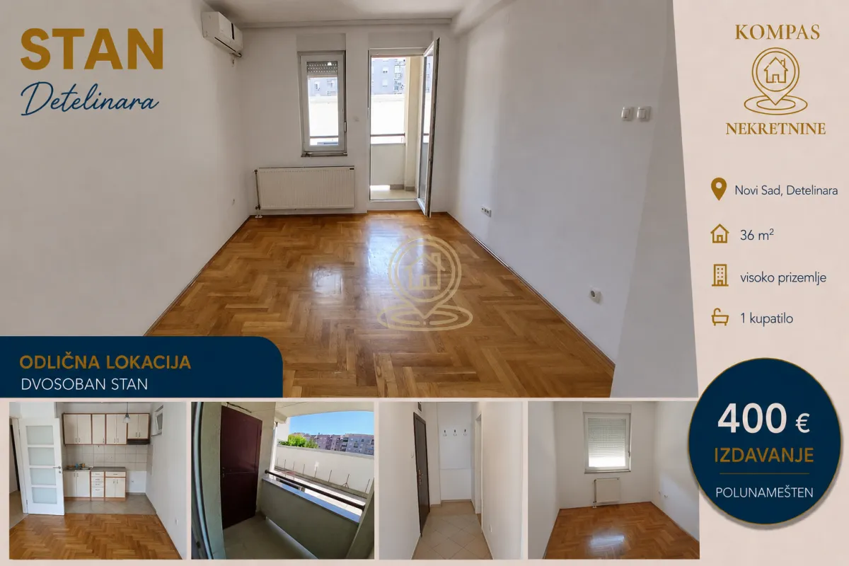 Izdavanje, dvosoban stan, 36m², Detelinara, Novi Sad Sve Podlokacije