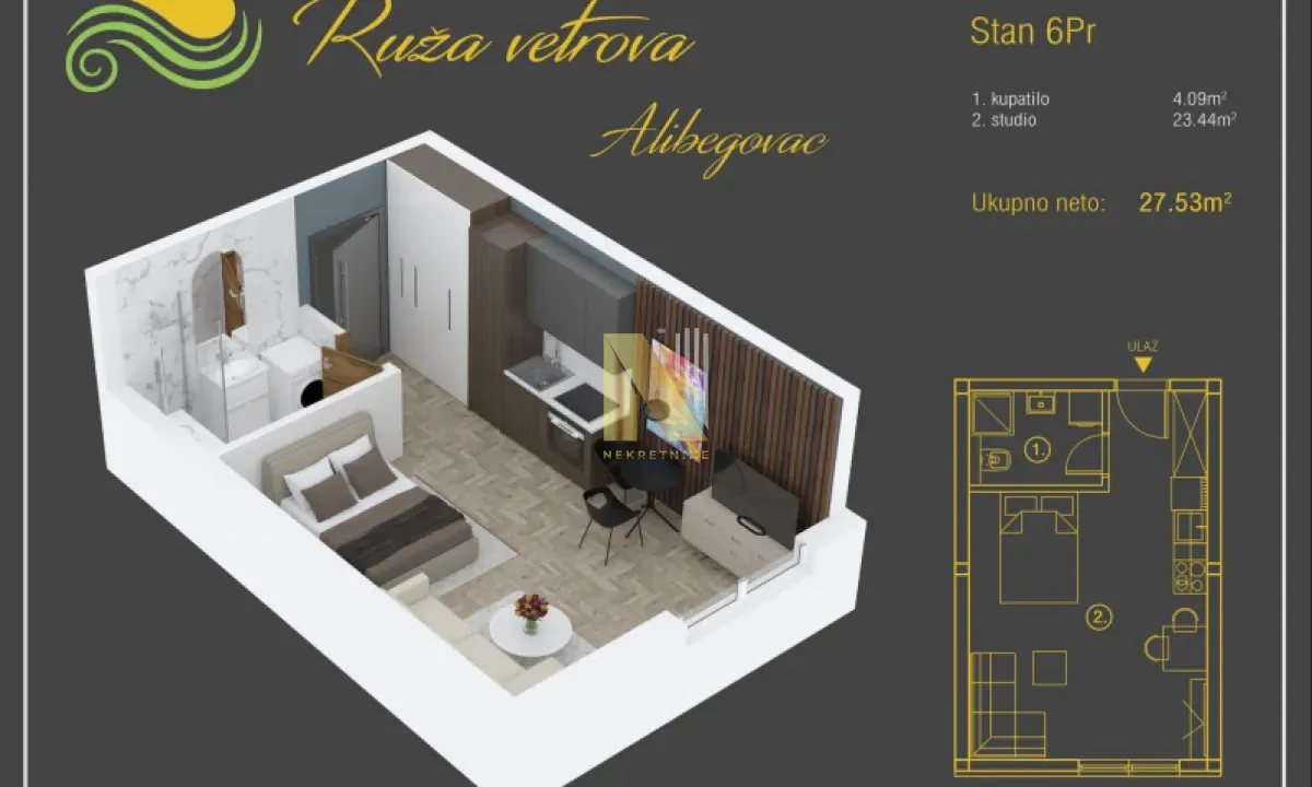 Prodaja, garsonjera, 27m², Alibegovac, Petrovaradin