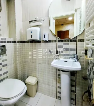 Small bathroom with a sink, toilet, and mirror. - image 15