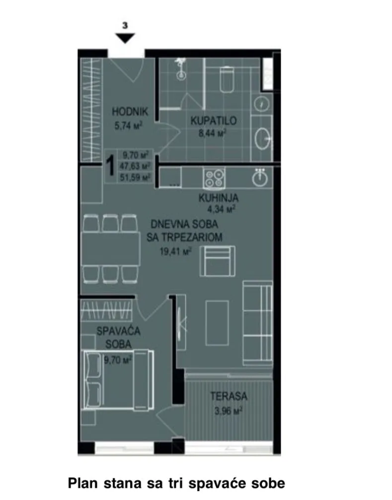 Sale, one bedroom apartment, 53m², Bečići, Budva