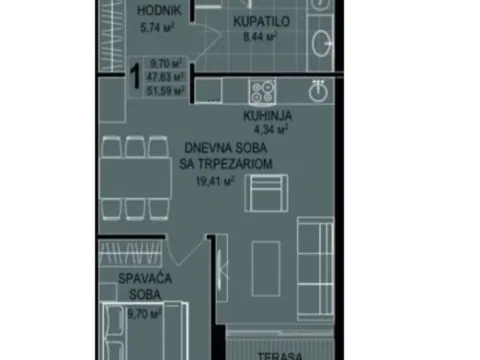 Sale, one bedroom apartment, 53m², Bečići, Budva - image 6