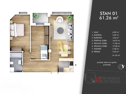 Prodaja, trosoban stan, 61m², Centar, Novi Sad - image 1