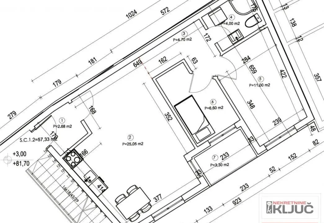 Sale, two bedroom apartment, 57m², Centar, Novi Sad