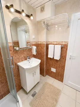 Kupatilo sa umivaonikom, tuš kabinom i keramičkim pločicama. - image 11