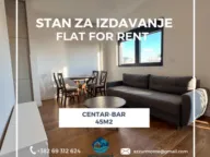 Izdavanje, jednosoban stan, 45m², Centar, Bar - image 1