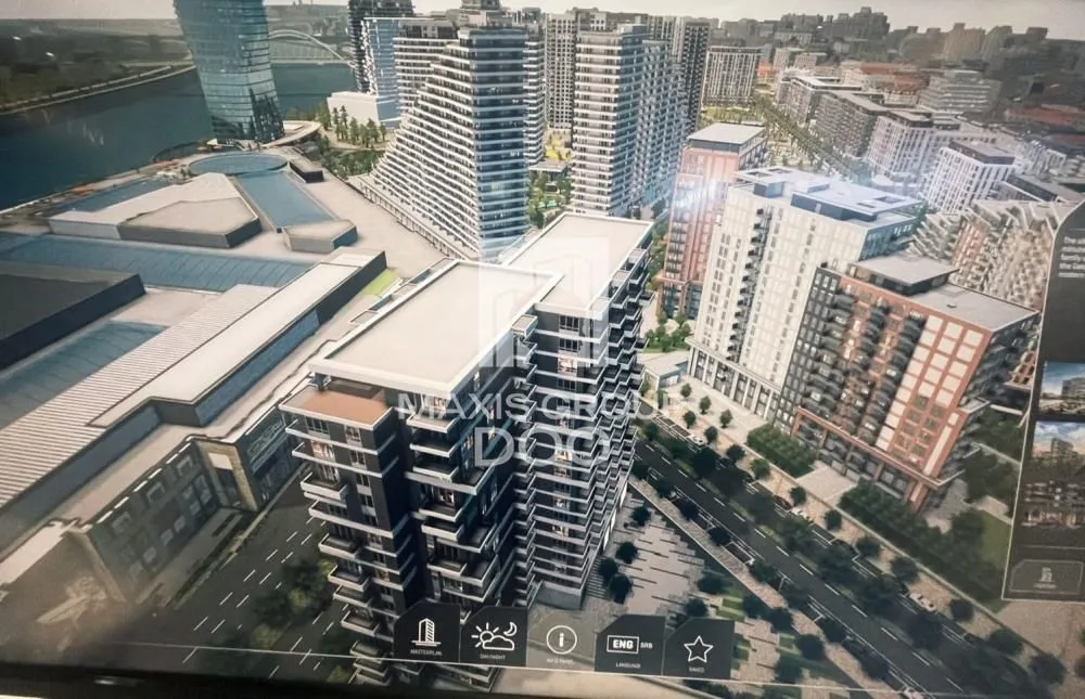 Prikaz makete naselja sa modernim stambenim zgradama i okolnim ulicama.