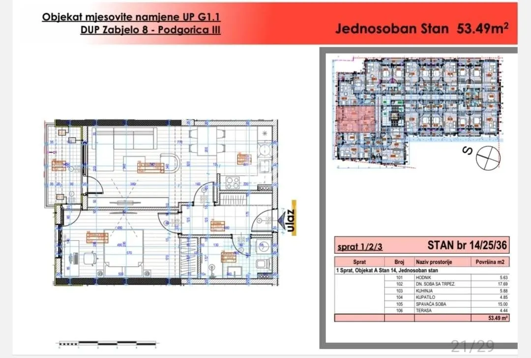 Prodaja, jednosoban stan, 49m², Zabjelo, Podgorica